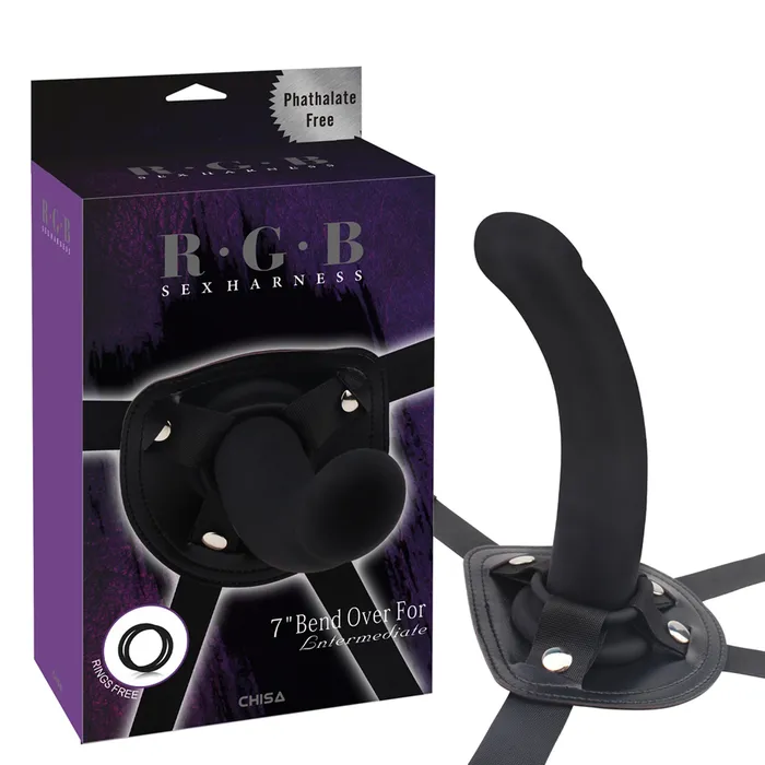 RGB Bend over Strapon Dildo Intermediate Zwart Chisa Female Sex Toys