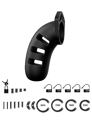 Male Sex Toys SHOTS AMERICA Mancage Model 21 Chastity 45 In Silicone Cock Cage