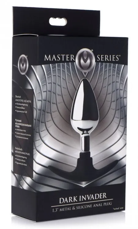 Male Sex Toys XR Brands Master Series Dark Invader Metal Silicone Anal Plug Medium