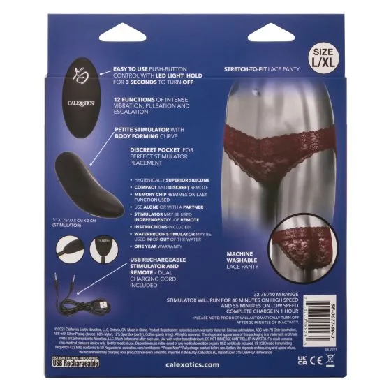 Remote Control Lace Panty Set Lxl Burgundy California Exotic Novelties Female Sex Toys Remote Control Lace Panty Set Lxl Burgundy California Exotic Novelties Female Sex Toys