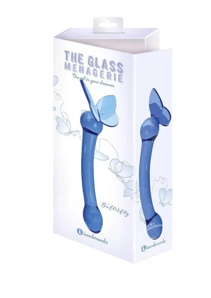 Dildos Icon Brands Glass Menagerie Butterfly Glass GSpot Dark Blue Dildos Icon Brands Glass Menagerie Butterfly Glass GSpot Dark Blue