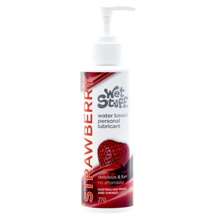 Sexual Health Wellbeing Wet Stuff Wet Stuff Strawberry 270g Pump Strawberry Flavoured Water Based Lubricant 270 gram Pump Bottle