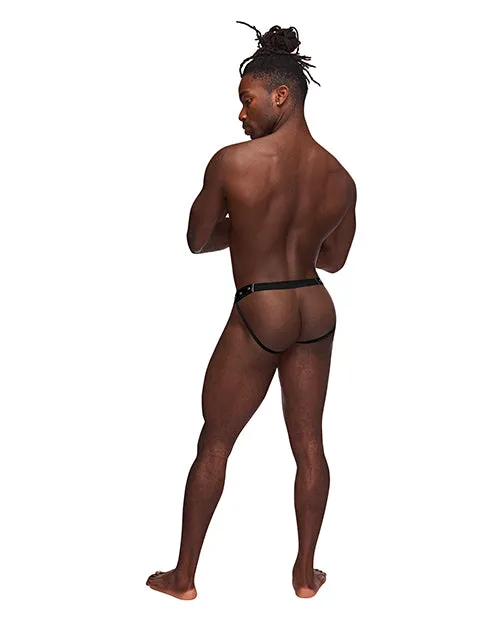 Fetish Cyclops Nylon Spandex Pouchless Jock Strap Black Male Power Anal