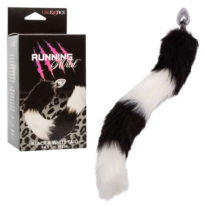 Anal California Exotic Novelties Running Wild Black and White Tail Butt Plug Exotic Metallic Probe with Luxurious Fur Tail Anal California Exotic Novelties Running Wild Black and White Tail Butt Plug Exotic Metallic Probe with Luxurious Fur Tail