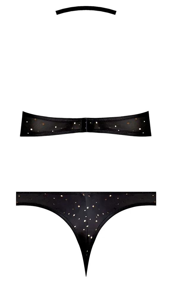 Anal Magic Silk Lingerie Magic Silk Lingerie Glitz and Glam Halter Bralette and Panty Set Black SM