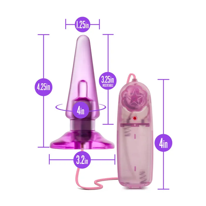 Blush Anal B Yours By Blush Basic Pleaser RemoteControl Pink 4Inch Vibrating Anal Plug