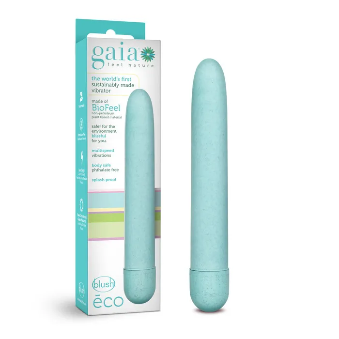 Blush Female Sex Toys Gaia By Blush Eco PlantBased 7 Slim Multispeed Vibrator in Aqua Made from Sustainable BioFeel Blush Female Sex Toys Gaia By Blush Eco PlantBased 7 Slim Multispeed Vibrator in Aqua Made from Sustainable BioFeel