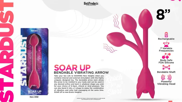 Vibrators HOTT Products Stardust Soar Up Bendable Vibrating Arrow Shape